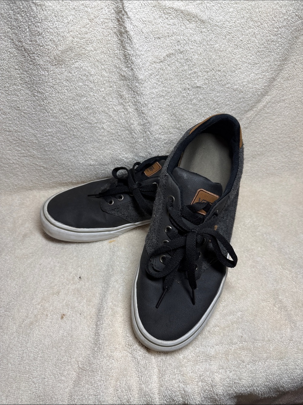 Vans Black Tweed With Low-Top Lace-Up Sneakers